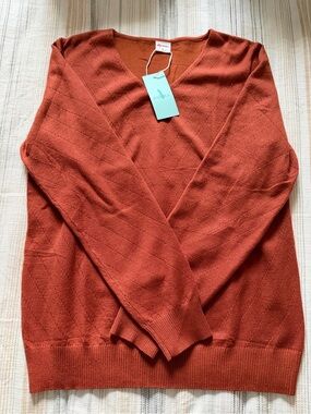 Wiholl Rust V-Neck Women's Sweater